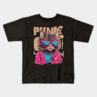 Pink Punk Cat Kids T-Shirt